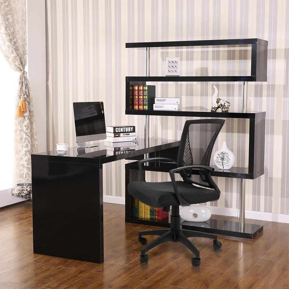 Furmax Office Mid Back Swivel Lumbar Support Desk, Computer Ergonomic Mesh Chair with Armrest (Black) Furmax Office Mid Back Swivel Lumbar Support Desk, Computer Ergonomic Mesh Chair with Armrest (Black)